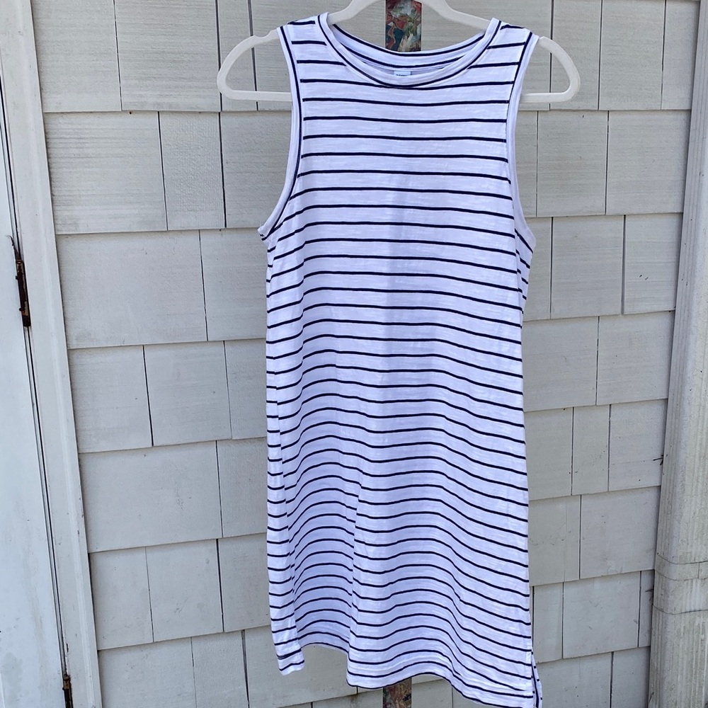Old Navy White and Navy Striped Sleeveless Dress